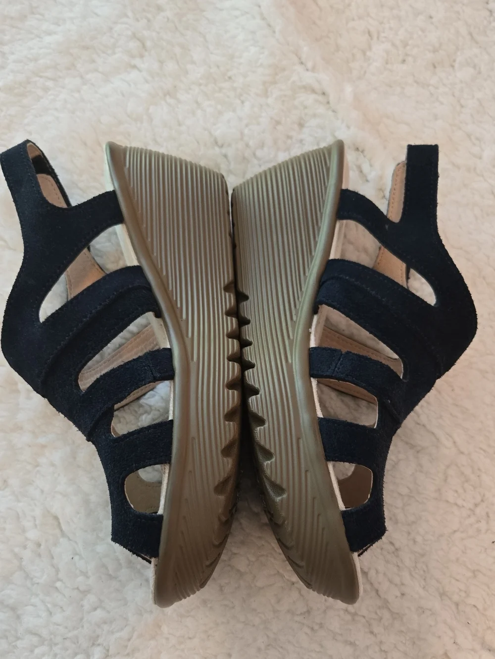 Skechers Navy Blue Suede Slingback Wedge Sandals
